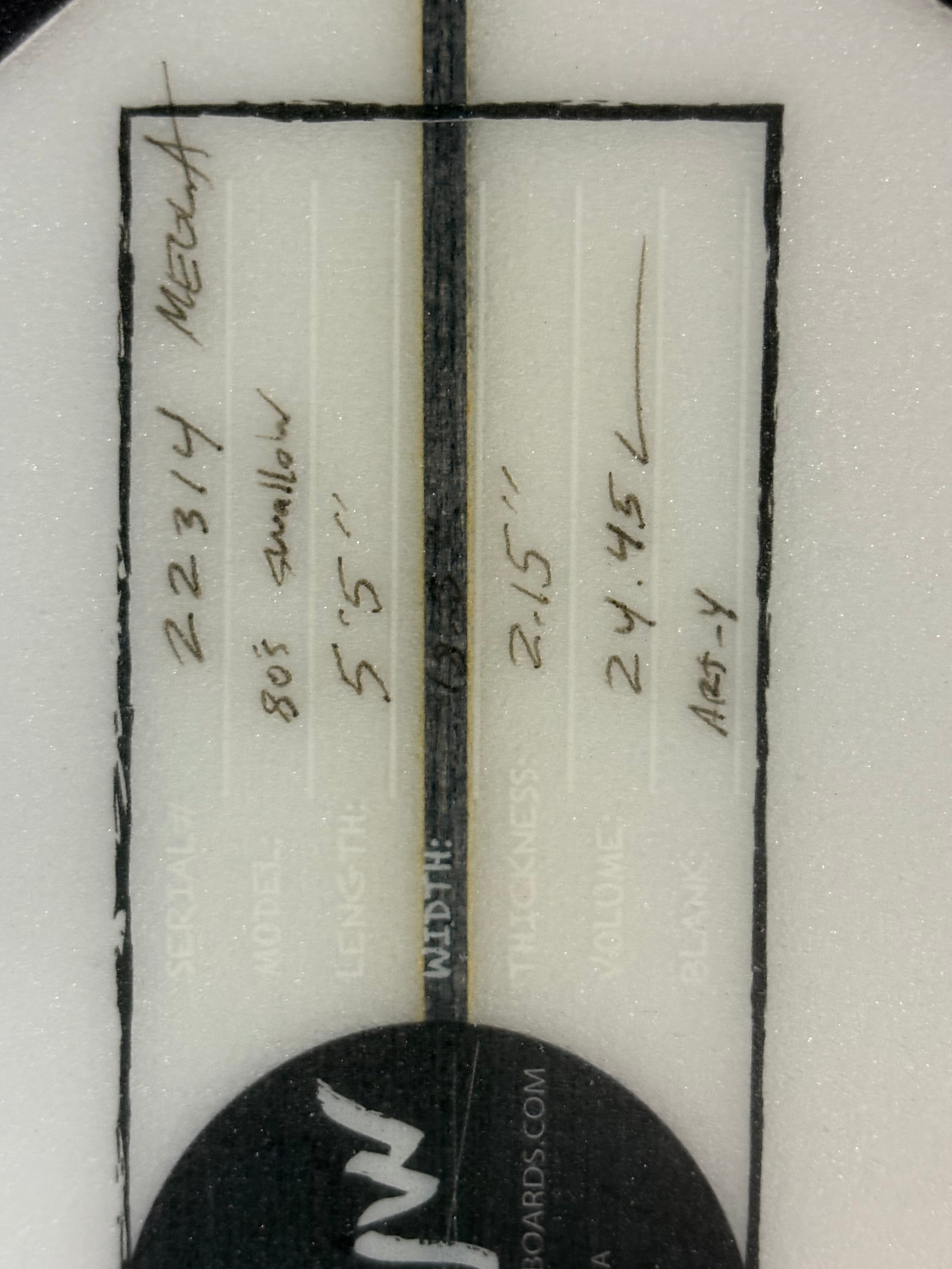 (USED) Matt Meola Back 2 Future 5'5 x 18.3 x 2.15 24.45L Futures