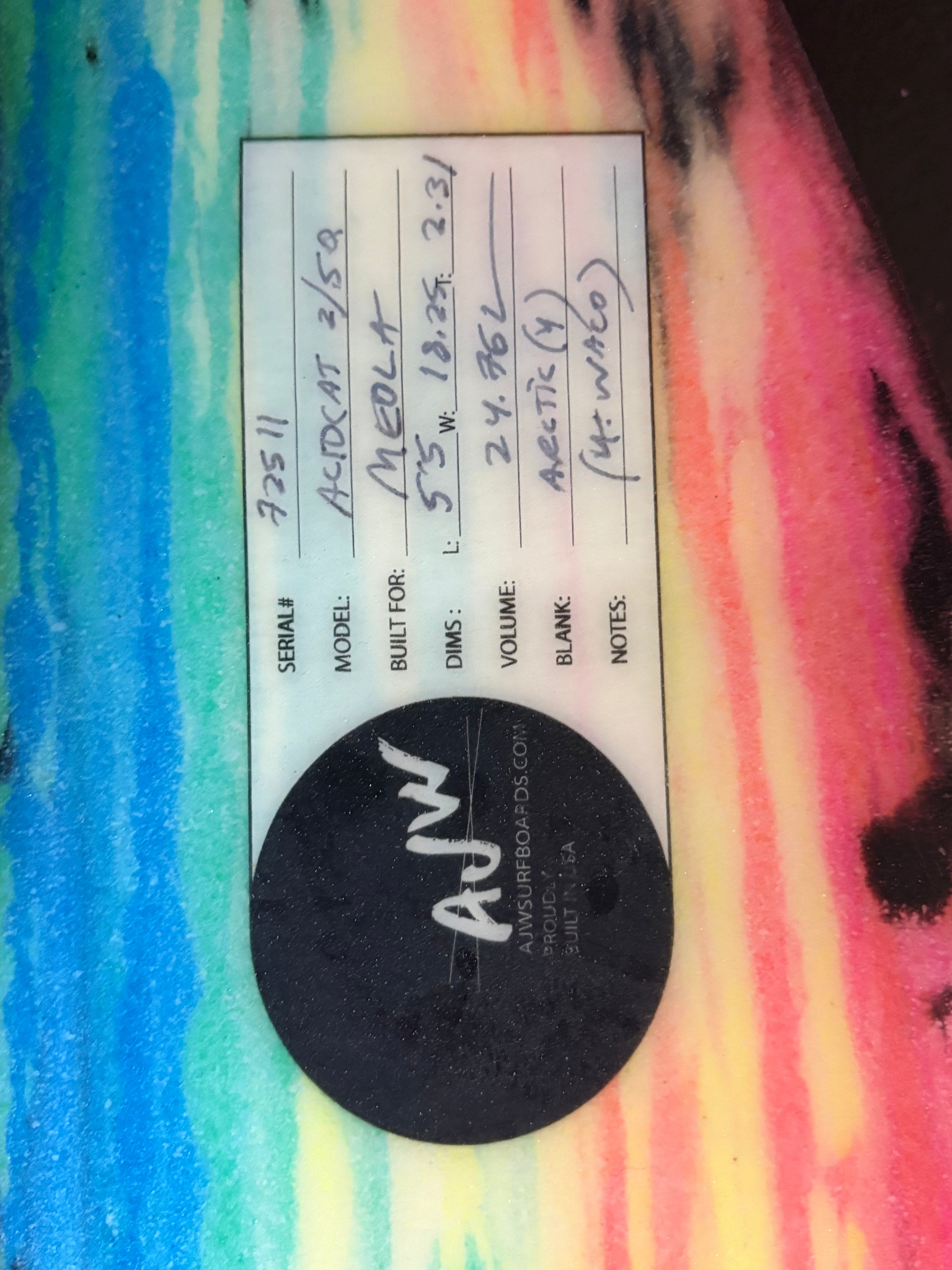 (USED) Matt Meola Acid Cat II 5'5 x 18.25 x 2.3 24L Futures