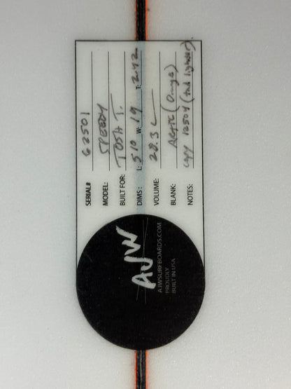 (USED) Tosh Talbot Speedy 5'10 x 19 x 2.42 28.3L FCS II